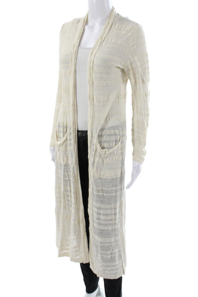 Moth Womens Ivory Striped V Neck Cardigan Sweater Long Sleeve Size S