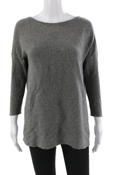 J Crew Womens Cashmere Boat Neck Pullover Sweater Gray Long Sleeve Size S