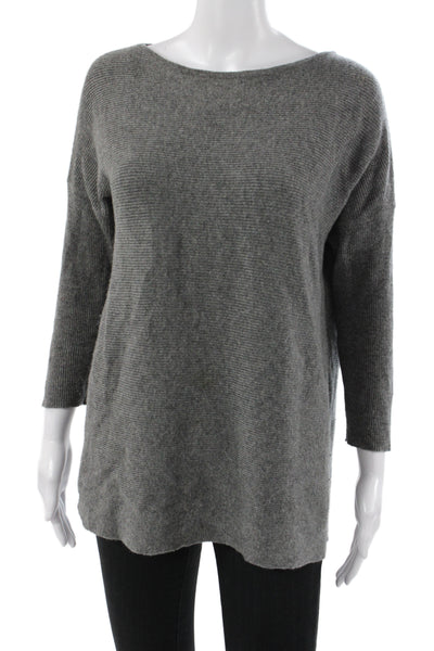 J Crew Womens Cashmere Boat Neck Pullover Sweater Gray Long Sleeve Size S