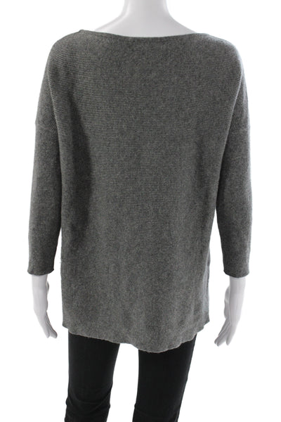 J Crew Womens Cashmere Boat Neck Pullover Sweater Gray Long Sleeve Size S