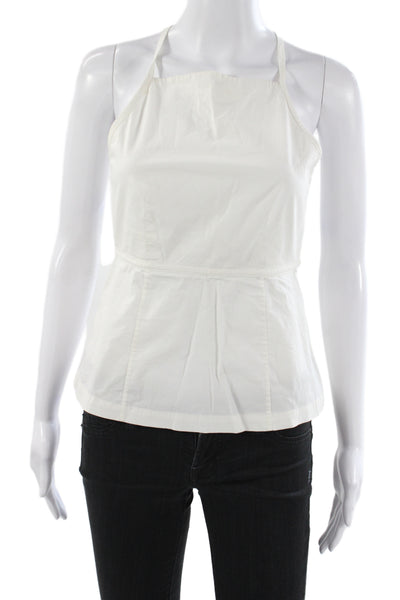 Theory Women Petite Halter Camisole White Cotton Size S