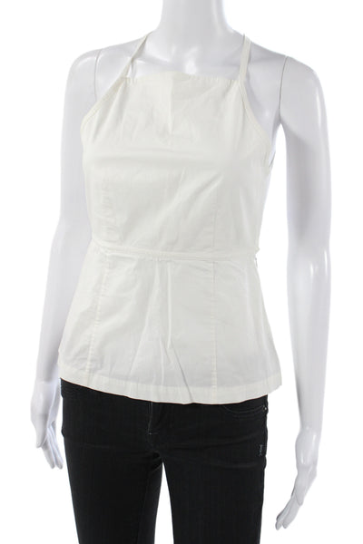 Theory Women Petite Halter Camisole White Cotton Size S