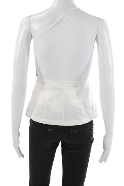 Theory Women Petite Halter Camisole White Cotton Size S