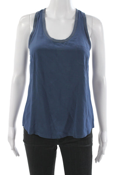Joie Womens Silk Scoop Neck Sleeveless Basic Tank Blue Size XS
