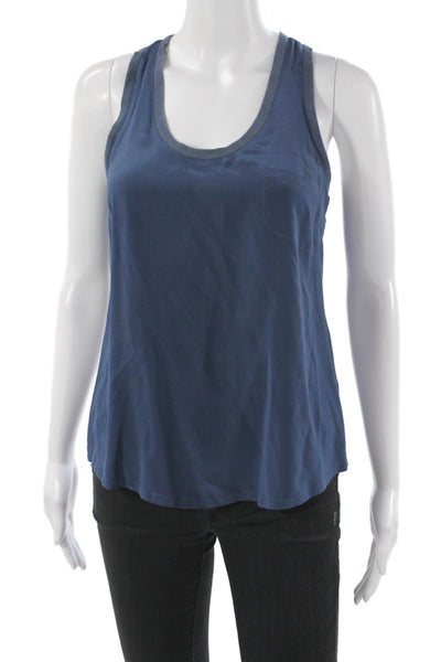 Joie Womens Silk Scoop Neck Sleeveless Basic Tank Blue Size XS