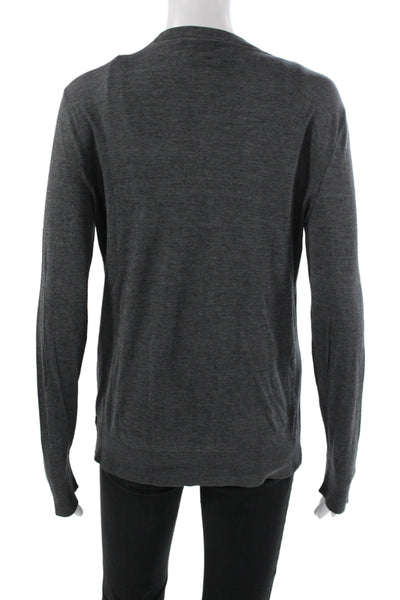 Theory Women Gray Silk Crew Neck Pullover Sweater Long Sleeve Classic Size S