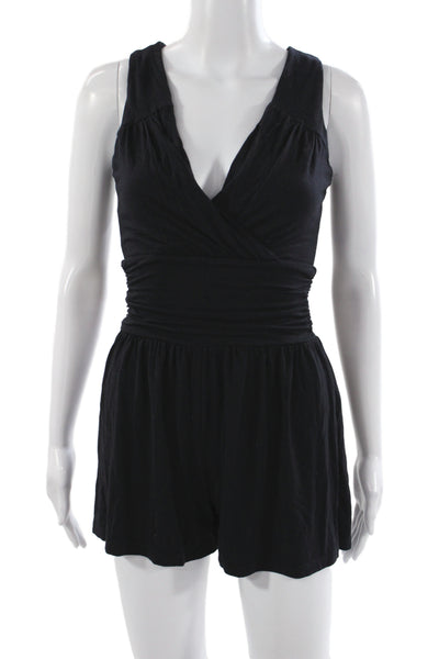 Tart Women Black V Neck Sleeveless Romper Casual 95% Modal Size S