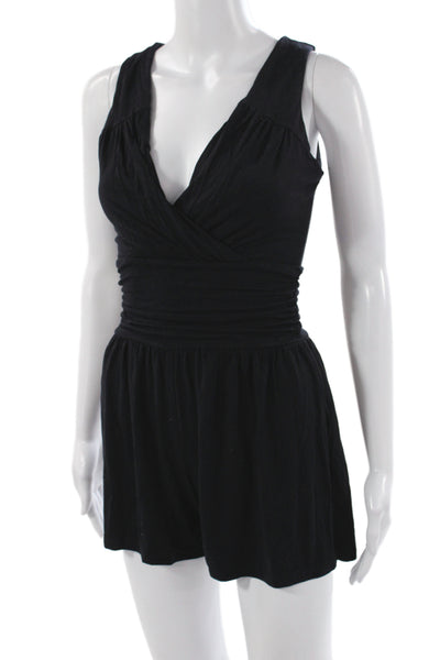 Tart Women Black V Neck Sleeveless Romper Casual 95% Modal Size S