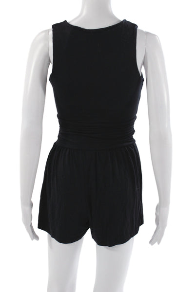 Tart Women Black V Neck Sleeveless Romper Casual 95% Modal Size S