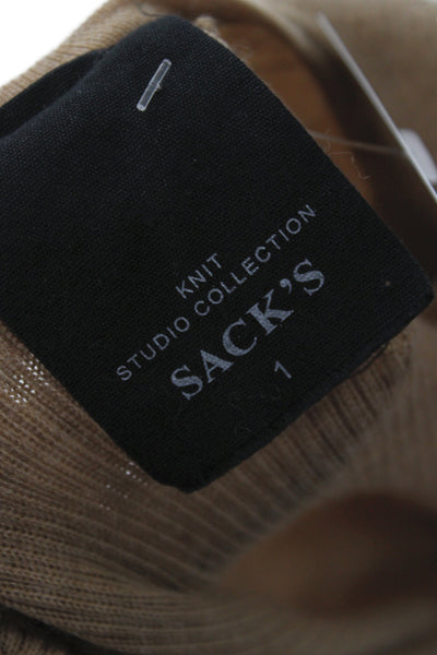 Sack's Women Sweater Dress Beige Merino Wool Sleeveless Long Size S
