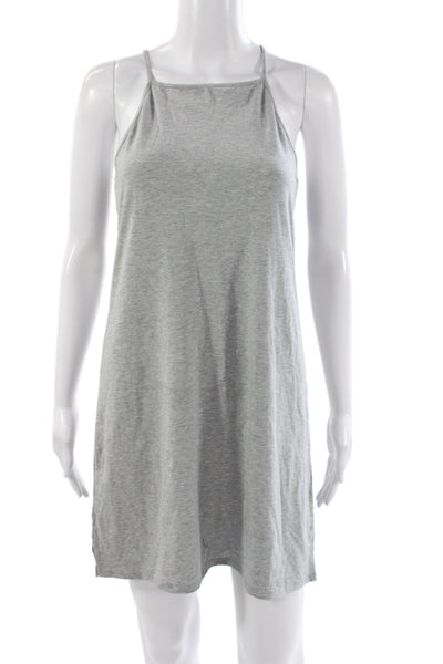 Theory Womens Gray Square Neck Sleeveless Mini Dress Cotton Blend Size S