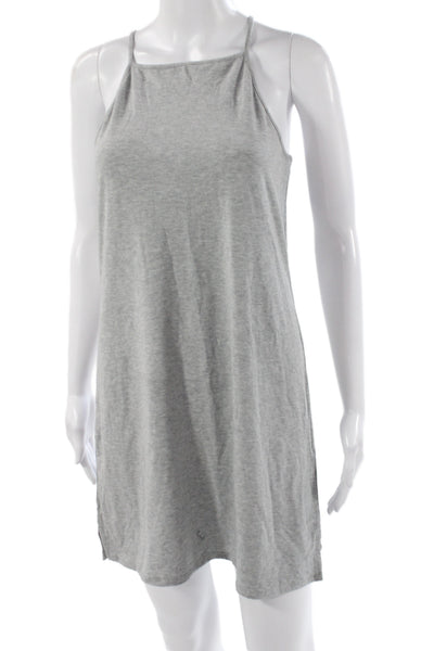 Theory Womens Gray Square Neck Sleeveless Mini Dress Cotton Blend Size S