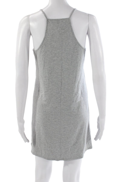 Theory Womens Gray Square Neck Sleeveless Mini Dress Cotton Blend Size S