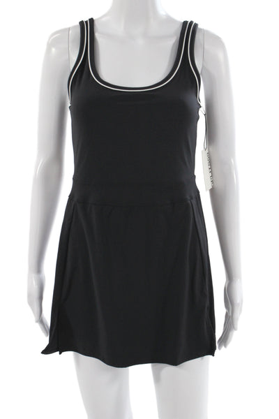 Splits59 Women Tank Dress Black Nylon Scoop Neck Sleeveless Short Size S