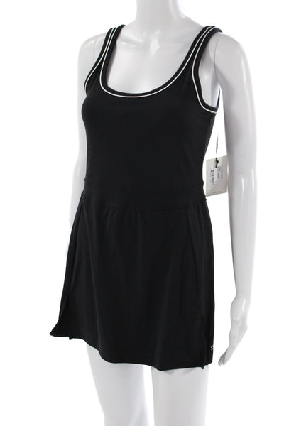 Splits59 Women Tank Dress Black Nylon Scoop Neck Sleeveless Short Size S