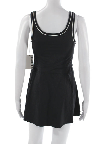 Splits59 Women Tank Dress Black Nylon Scoop Neck Sleeveless Short Size S