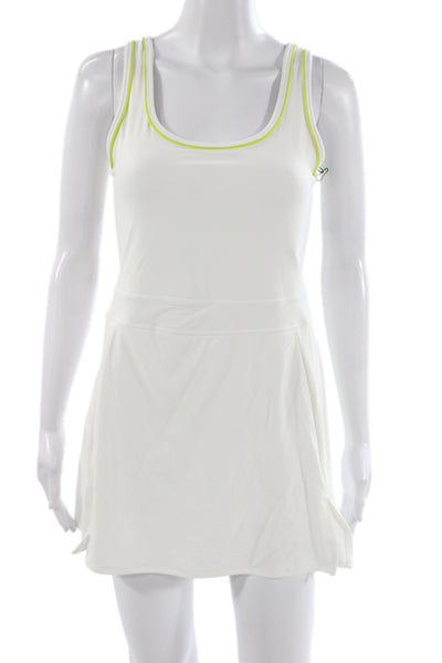 Splits59 Womens Athletic Sleeveless Scoop Neck Short Nylon Dress White Size S