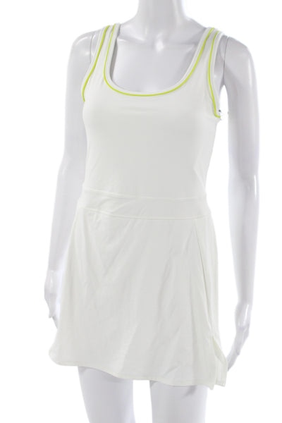 Splits59 Womens Athletic Sleeveless Scoop Neck Short Nylon Dress White Size S