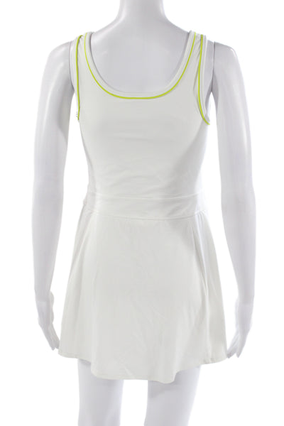 Splits59 Womens Athletic Sleeveless Scoop Neck Short Nylon Dress White Size S