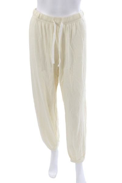 Splits59 Womens Drawstring Elastic Waist Straight Leg Pants Yellow Size S