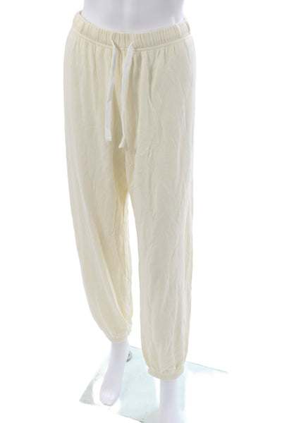 Splits59 Womens Drawstring Elastic Waist Straight Leg Pants Yellow Size S