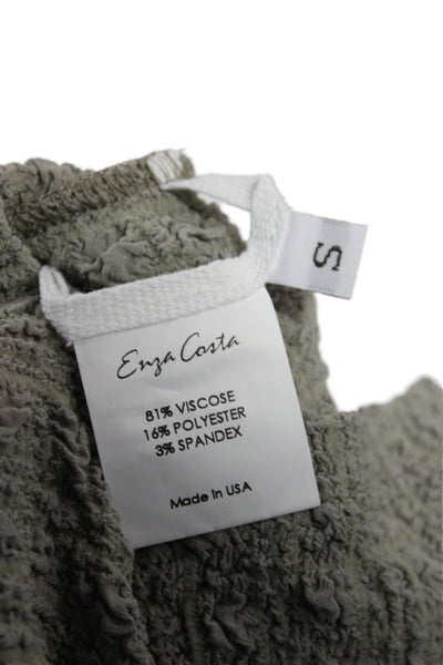 Enza Costa Women Cropped T-Shirt Gray Long Sleeve Crew Neck Size S