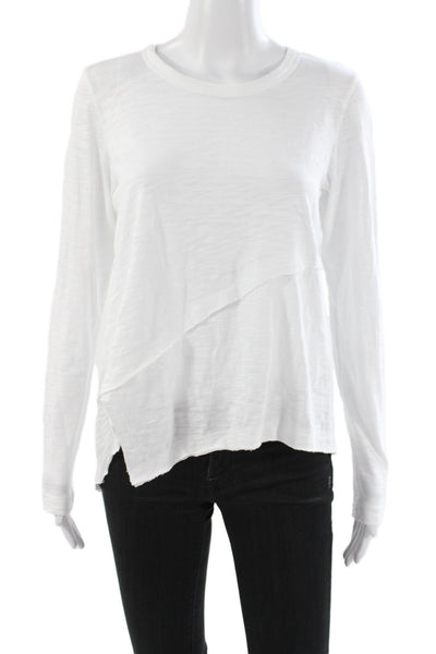 Ruti Womens White Basic Pima Cotton Crew Neck Long Sleeve T-Shirt Size XS