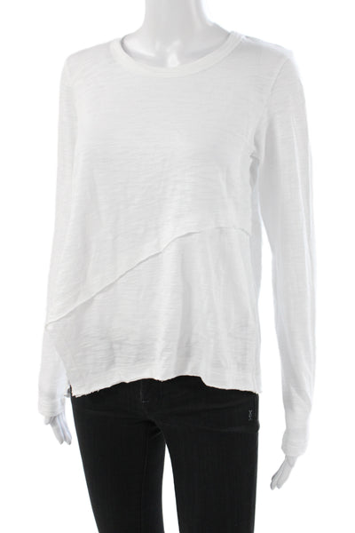 Ruti Womens White Basic Pima Cotton Crew Neck Long Sleeve T-Shirt Size XS