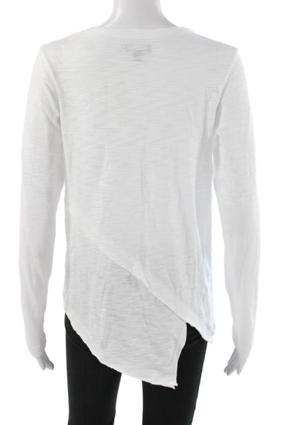 Ruti Womens White Basic Pima Cotton Crew Neck Long Sleeve T-Shirt Size XS