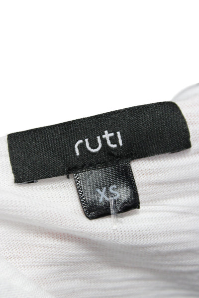Ruti Womens White Basic Pima Cotton Crew Neck Long Sleeve T-Shirt Size XS