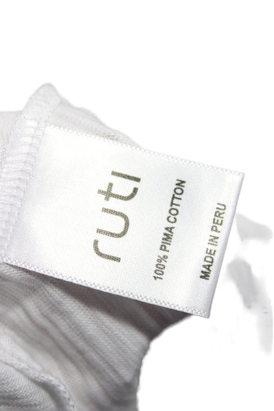 Ruti Womens White Basic Pima Cotton Crew Neck Long Sleeve T-Shirt Size XS