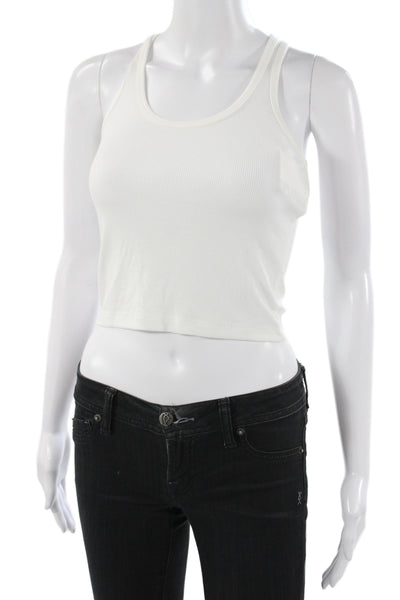 Splits 59 Womens White Basic Sleeveless Tank Scoop Neck Modal Size S