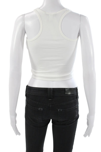 Splits 59 Womens White Basic Sleeveless Tank Scoop Neck Modal Size S