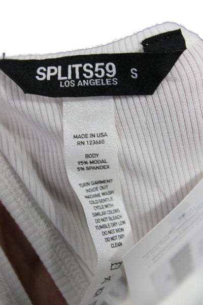 Splits 59 Womens White Basic Sleeveless Tank Scoop Neck Modal Size S
