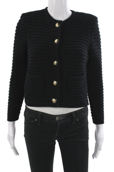 Ba&Sh Women Black Long Sleeve Cardigan Round Neck Size 0