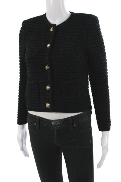 Ba&Sh Women Black Long Sleeve Cardigan Round Neck Size 0