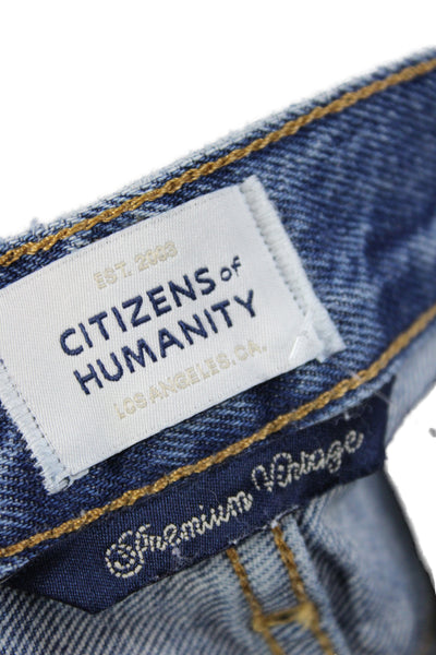 Citizens of Humanity Womens Cropped Jeans Blue Mid Rise Button Size 24