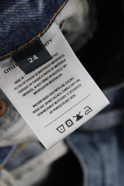 Citizens of Humanity Womens Cropped Jeans Blue Mid Rise Button Size 24