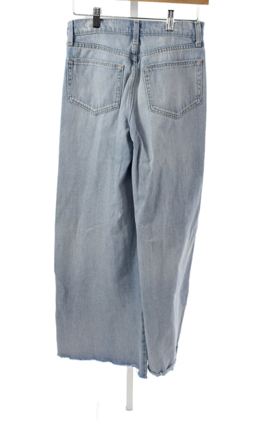 L'Agence Womens Wide-Leg Jeans Blue 100% Cotton Mid Rise Button Size 24
