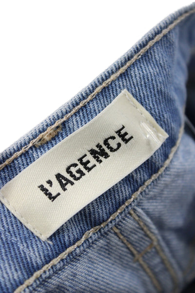 L'Agence Womens Wide-Leg Jeans Blue 100% Cotton Mid Rise Button Size 24