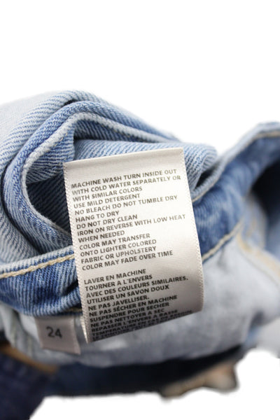 L'Agence Womens Wide-Leg Jeans Blue 100% Cotton Mid Rise Button Size 24