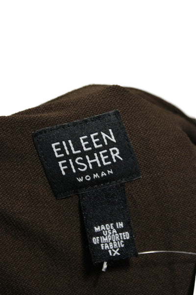 Eileen Fisher Women Maxi Dress Brown V Neck 3/4 Sleeve Midcalf Size 1X
