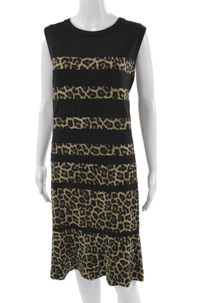 Michael Michael Kors Womens Sheath Dress Black Leopard Sleeveless Size 2X