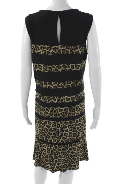 Michael Michael Kors Womens Sheath Dress Black Leopard Sleeveless Size 2X