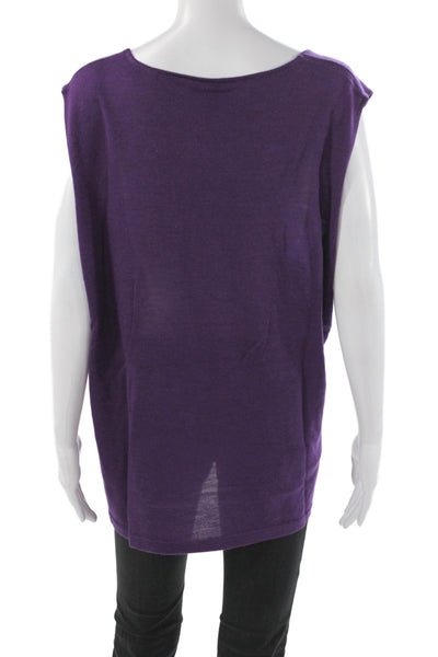 Eileen Fisher Womens Sweater Sleeveless Scoop Neck Merino Purple Size 2X