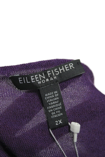 Eileen Fisher Womens Sweater Sleeveless Scoop Neck Merino Purple Size 2X