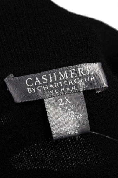 Cashmere By Charter Club Women Cashmere Pullover Cowl Neck Black Size 2X