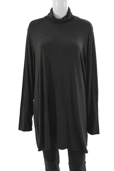 Eileen Fisher Women Tunic Blouse Gray Turtleneck Long Sleeve Viscose Size 2X