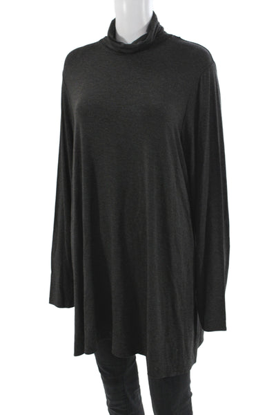 Eileen Fisher Women Tunic Blouse Gray Turtleneck Long Sleeve Viscose Size 2X