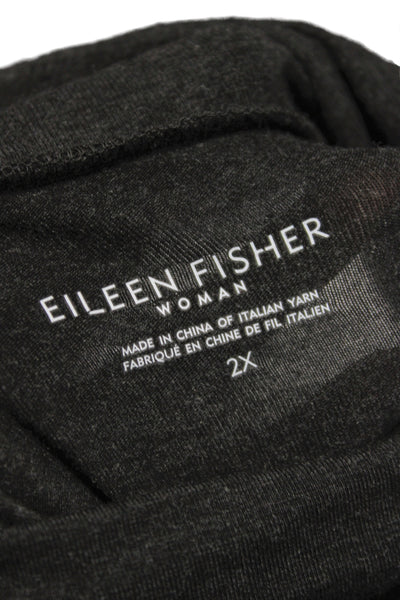 Eileen Fisher Women Tunic Blouse Gray Turtleneck Long Sleeve Viscose Size 2X
